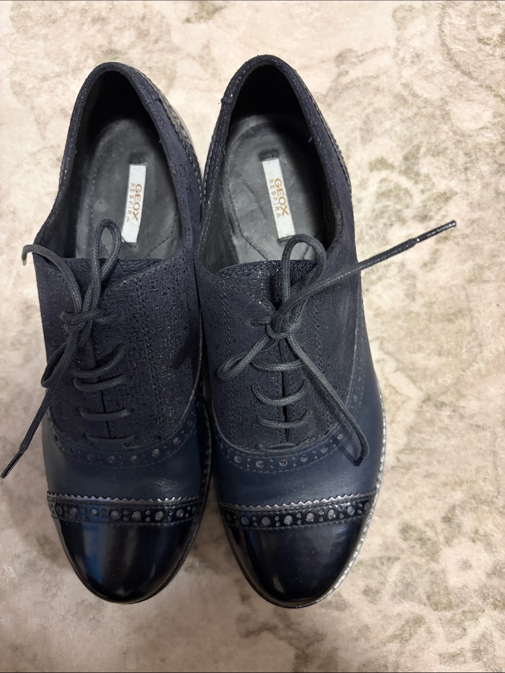 Geox Black Leather & Suede Cap-Toe Shoe - Picture 3 of 5